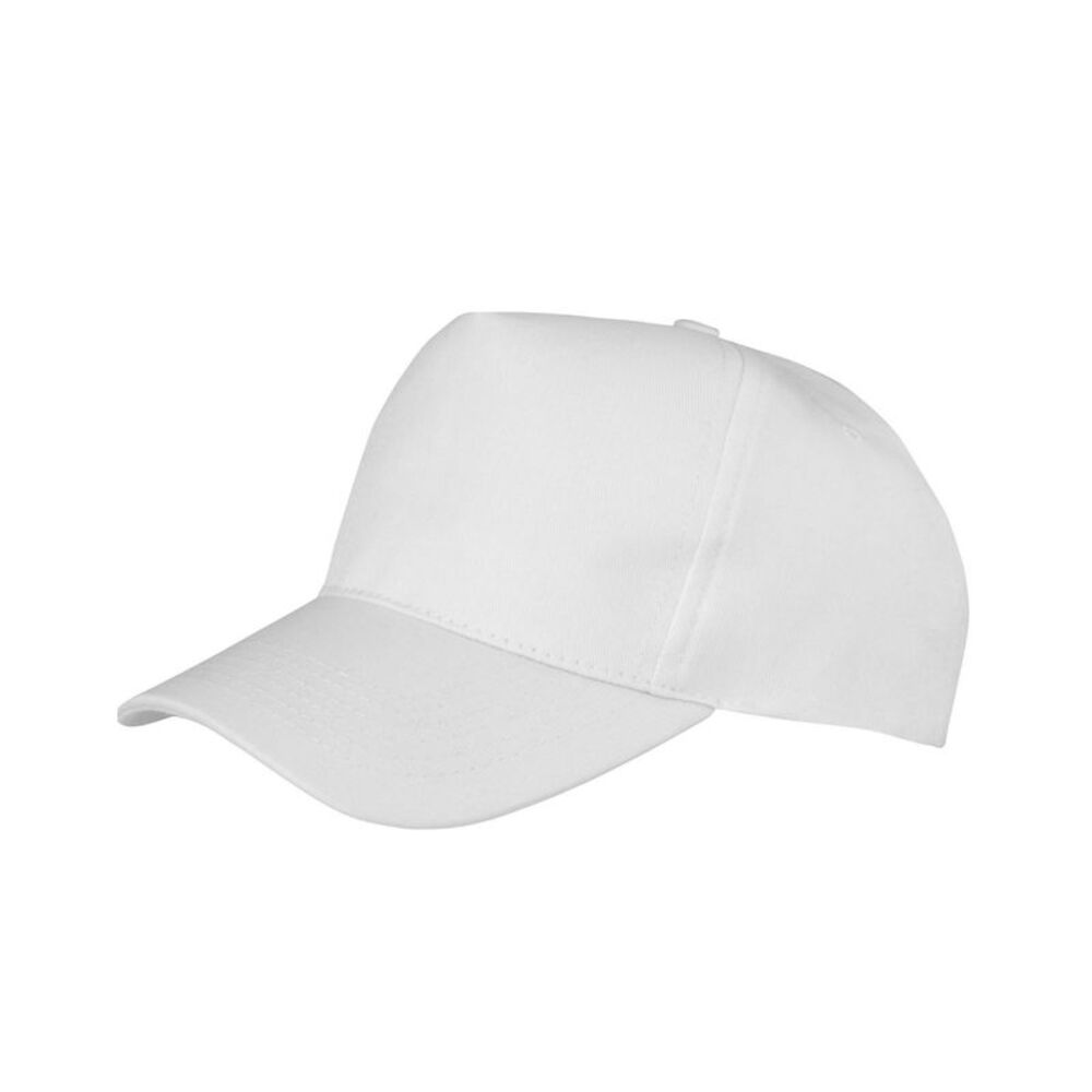 Result Headwear Boston 5 Panel Polycotton Baseball Cap / White